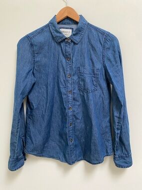 Forever 21 Blue Denim Button-Down Shirt